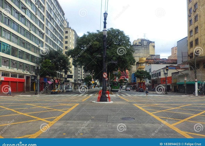 Ipiranga Av x Sao Joao Av Empty Streets of Sao Paulo. Empty Downtown in Latin America City ... photo