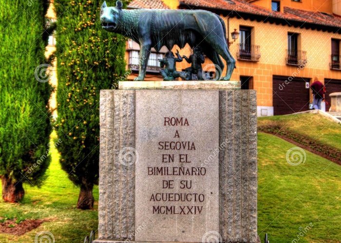 Loba Capitolina Monument Bronze Statue of the Capitoline Wolf with Romolo and Remo in ... photo