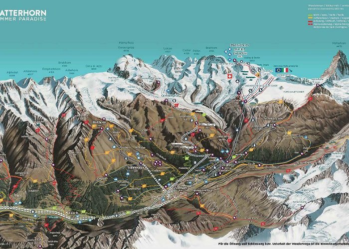 Sunnegga-Blauherd Trek maps to Monterosa | thealps.com photo